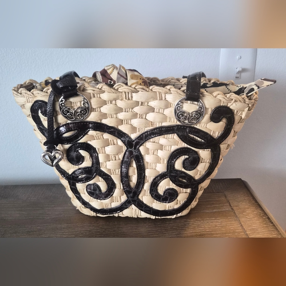 Chic Woven Tote with Black Accents